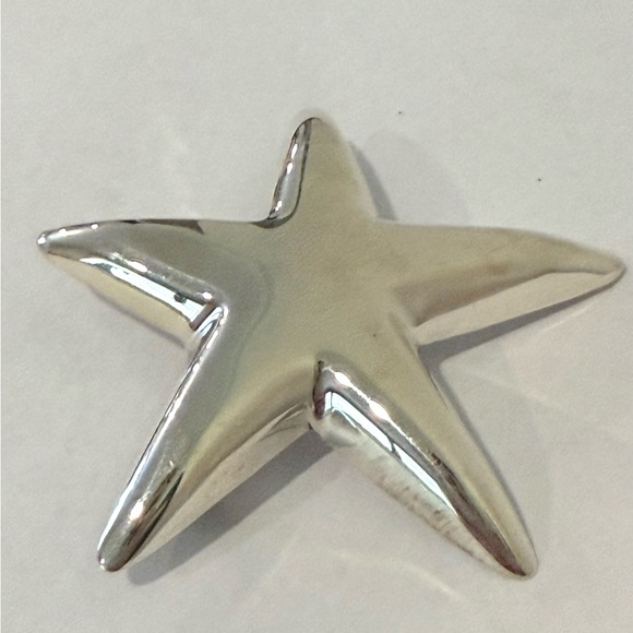 Vintage 925 Sterling Silver Star Starfish Brooch Jewelry Women’s Puffy - Picture 4 of 10